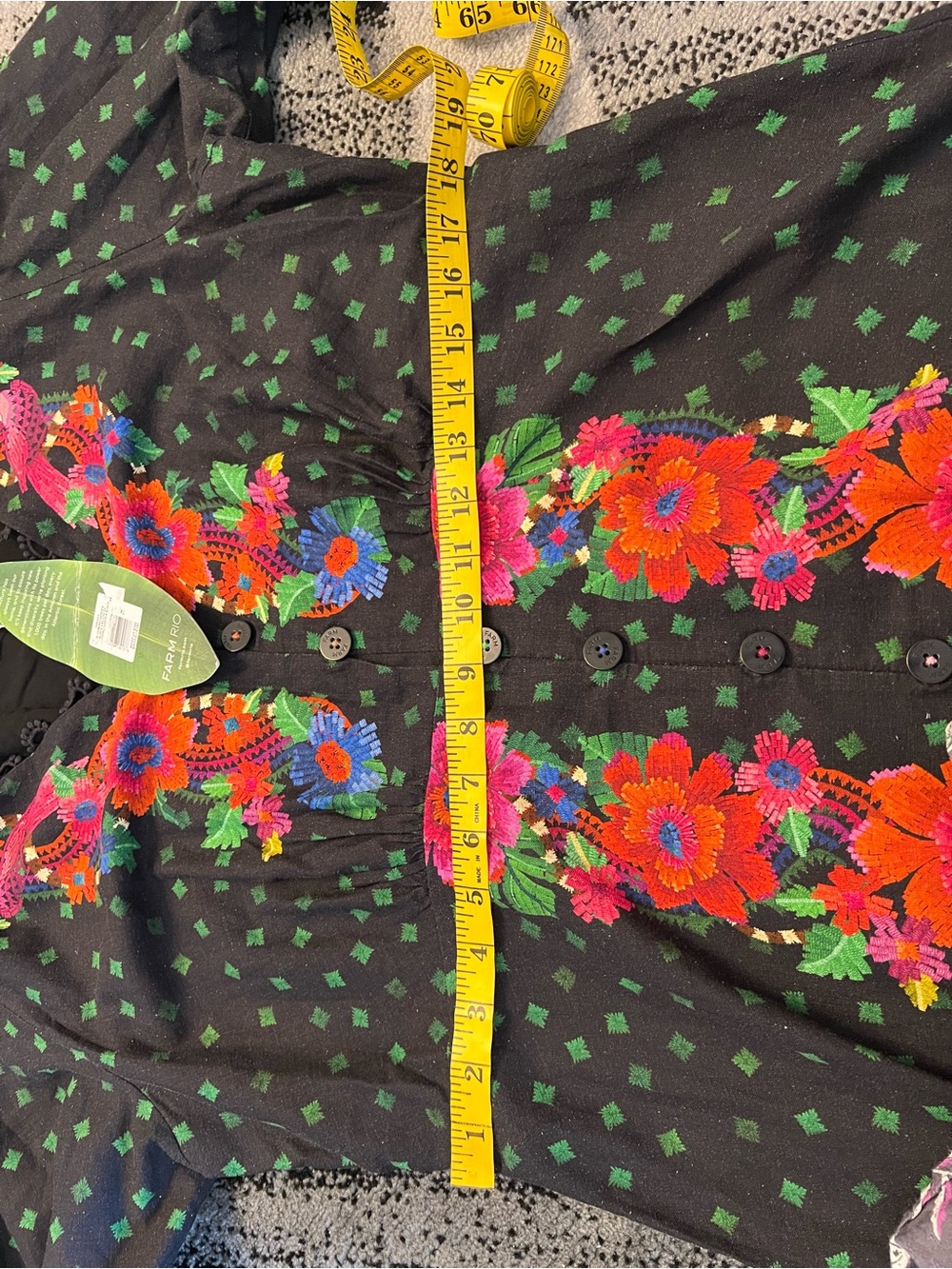 FARM Rio Blooming Gardens Black Maxi Kaftan Dress with Floral Print XL - Picture 11 of 16